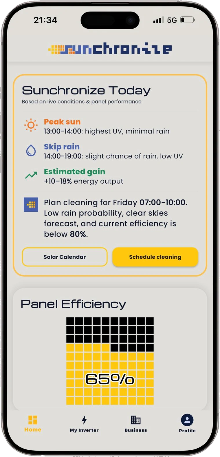 Sunchronize app dashboard